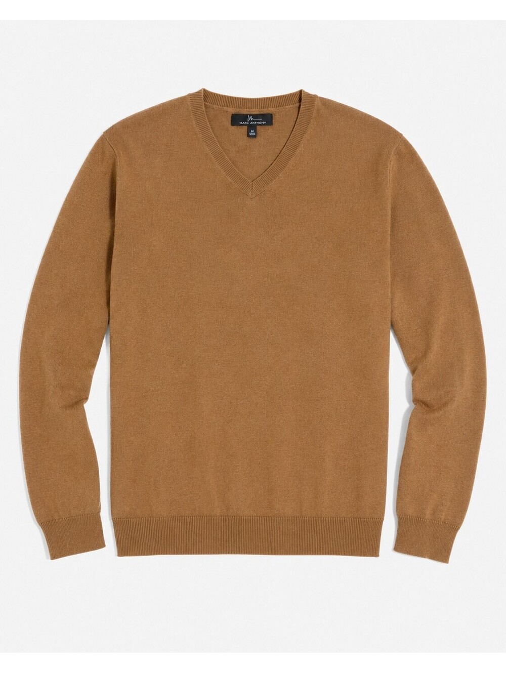 Marc Anthony Men’s M Cotton Cashmere V-Neck Sweater Brown Lightweight